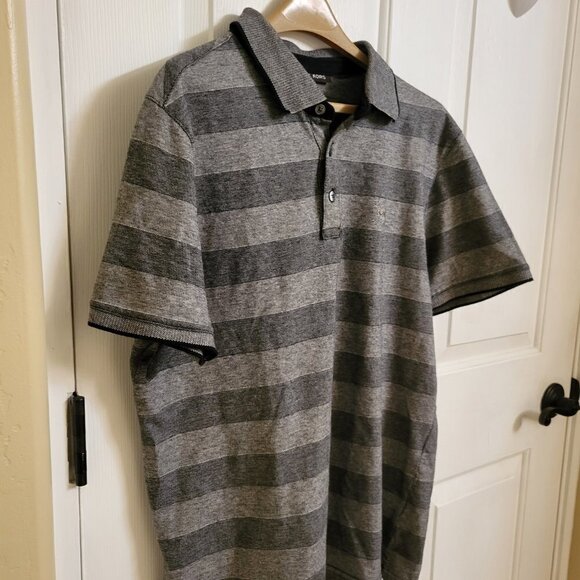 Michael Kors Polo Shirt, Grey and Black Strips SIZE: MEDIUM - Picture 3 of 6